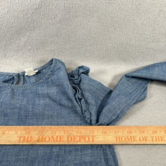 Crewcuts Dress Girls Size 12 Chambray Flutter-Shoulder Ruffle Long Sleeve Cotton - Picture 10 of 12